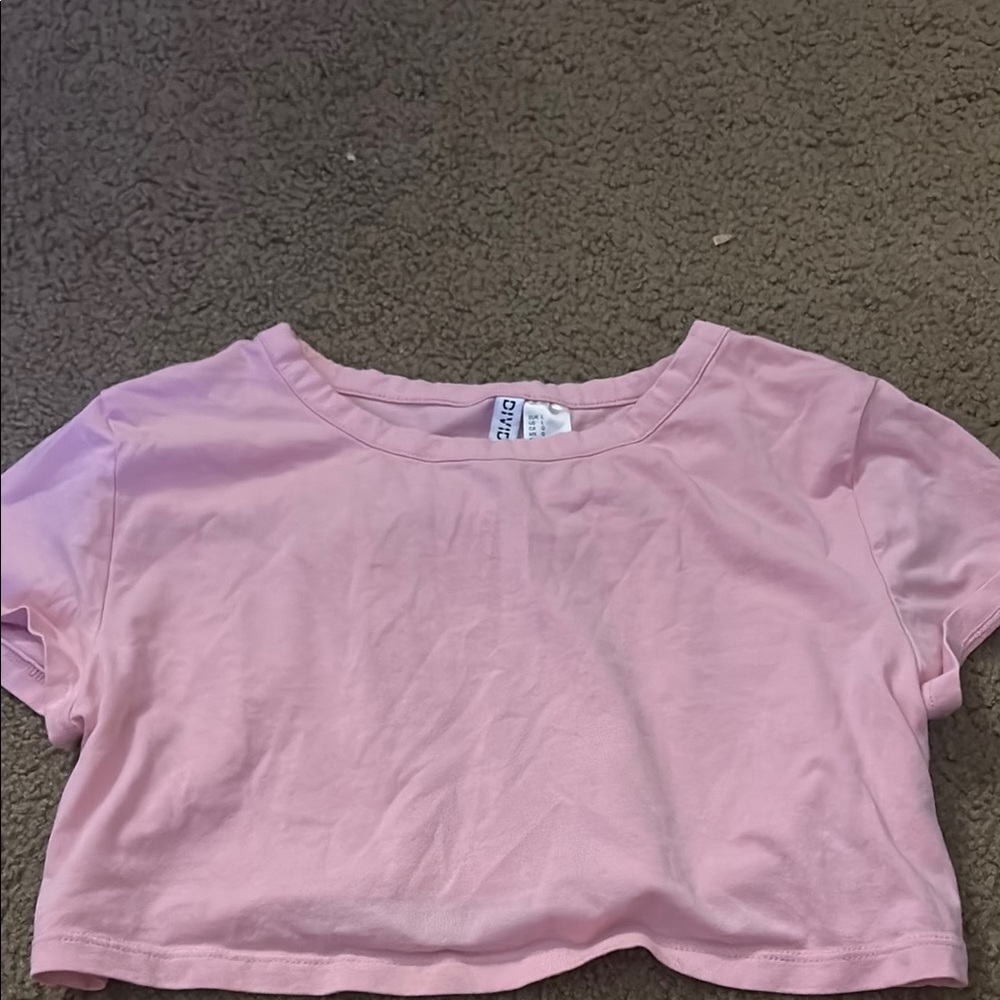 Divided Pink Short Sleeve Crop T-Shirt